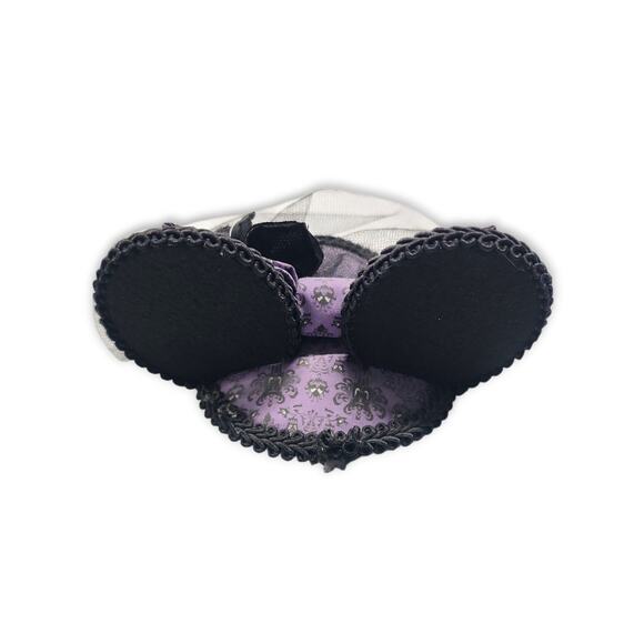 Disney Haunted Mansion Wallpaper Mouse Ear Fascinator Mini Hat w/ Black Veil - Picture 4 of 6